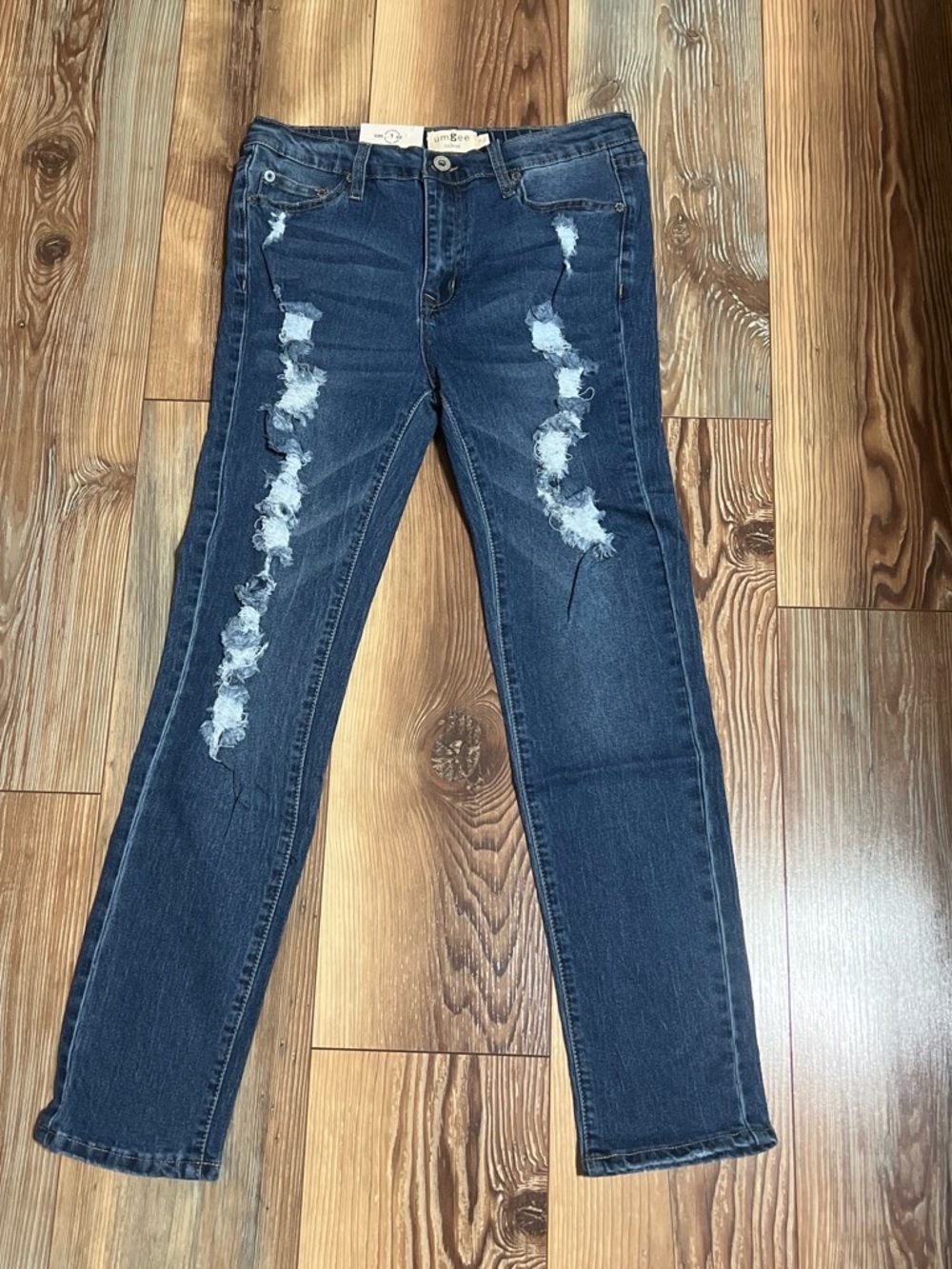 Umgee Dark Indigo Distressed Skinny Jeans